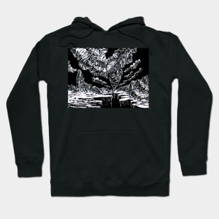 Surreal Trippy Tornado Canyon TWISTER Storm - black and white Hoodie